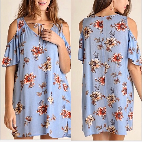 πSALE Boho Floral Cold Shoulder Tunic Dress SML - Picture 3 of 7
